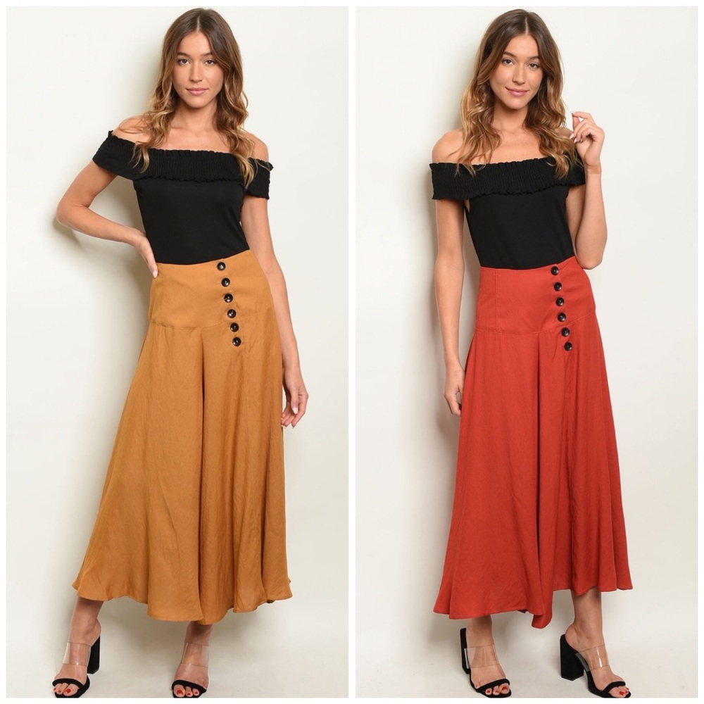 Brick Button-Up Flowy Pants